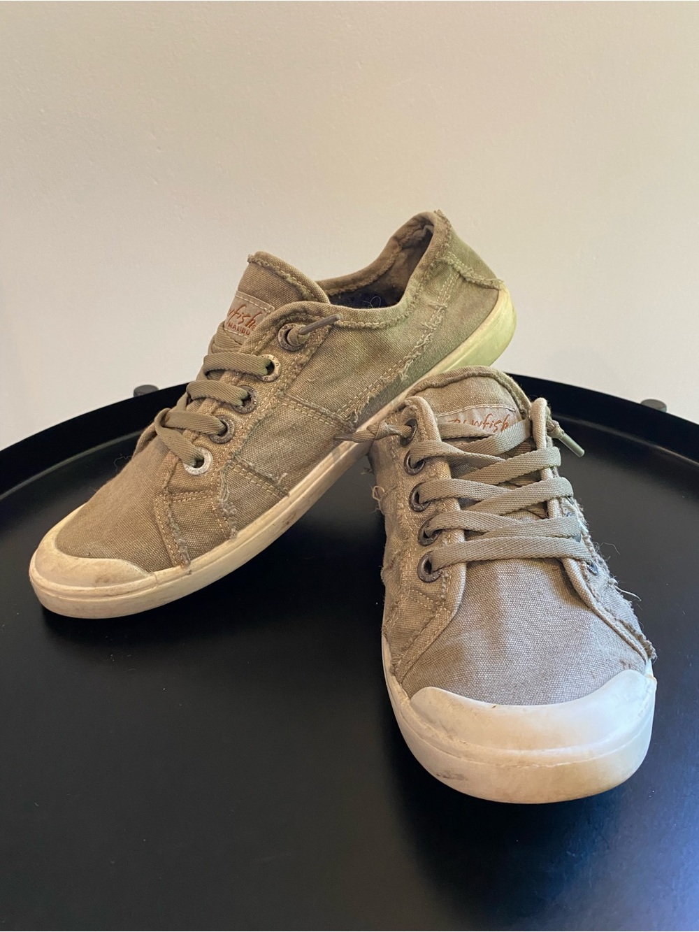Blowfish Taupe Canvas Lace-Up Sneakers
